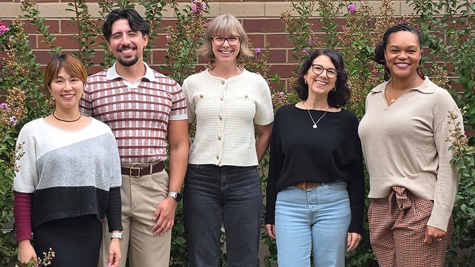 Teaching and Learning Leads, left to right: Dr. Winnie Tam Hung, Dr. Jose Alfaro, Jena Trench, Jenna Francisco, Dr. Tankia Byrd