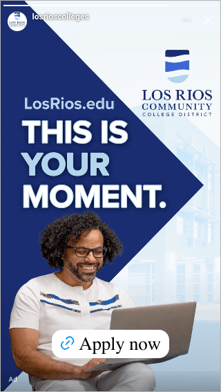 LosRios.edu; This is Your Moment; Los Rios Community College District; Los Rios logo