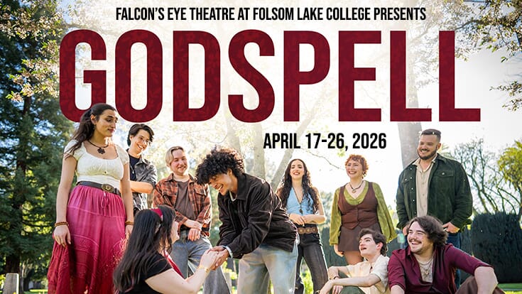 Godspell graphic with students outside