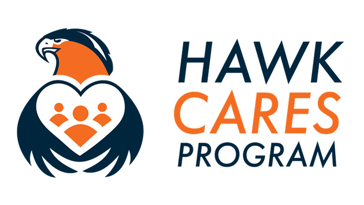 Hawk CARES Program - a hawk encircling a heart with its wings